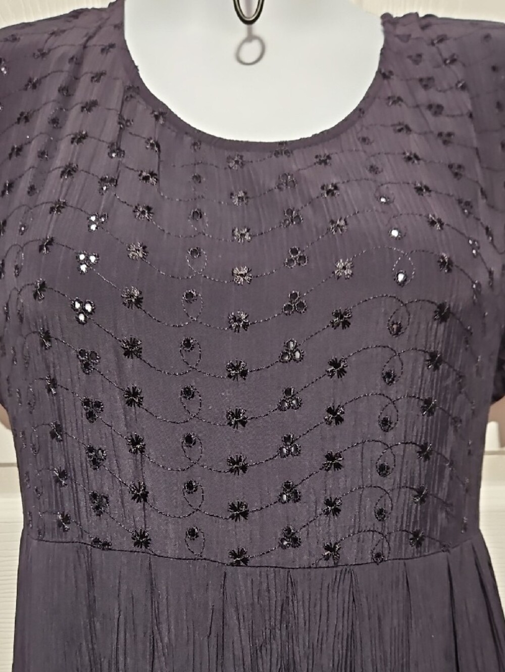VINTAGE Navy Women's Short Sleeve Dress - Picture 5 of 7
